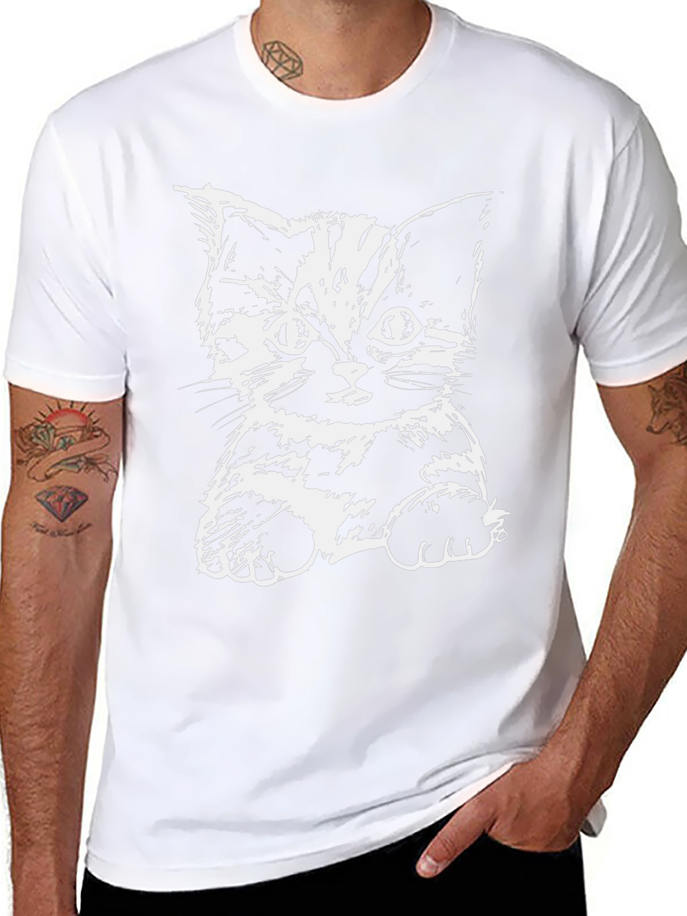 Camiseta Negra con Diseño de Gato