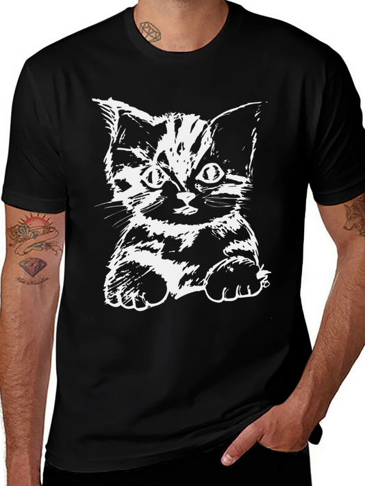 Camiseta Negra con Diseño de Gato