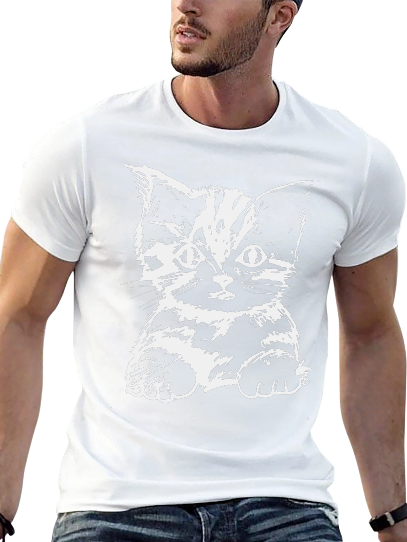 Camiseta Negra con Diseño de Gato