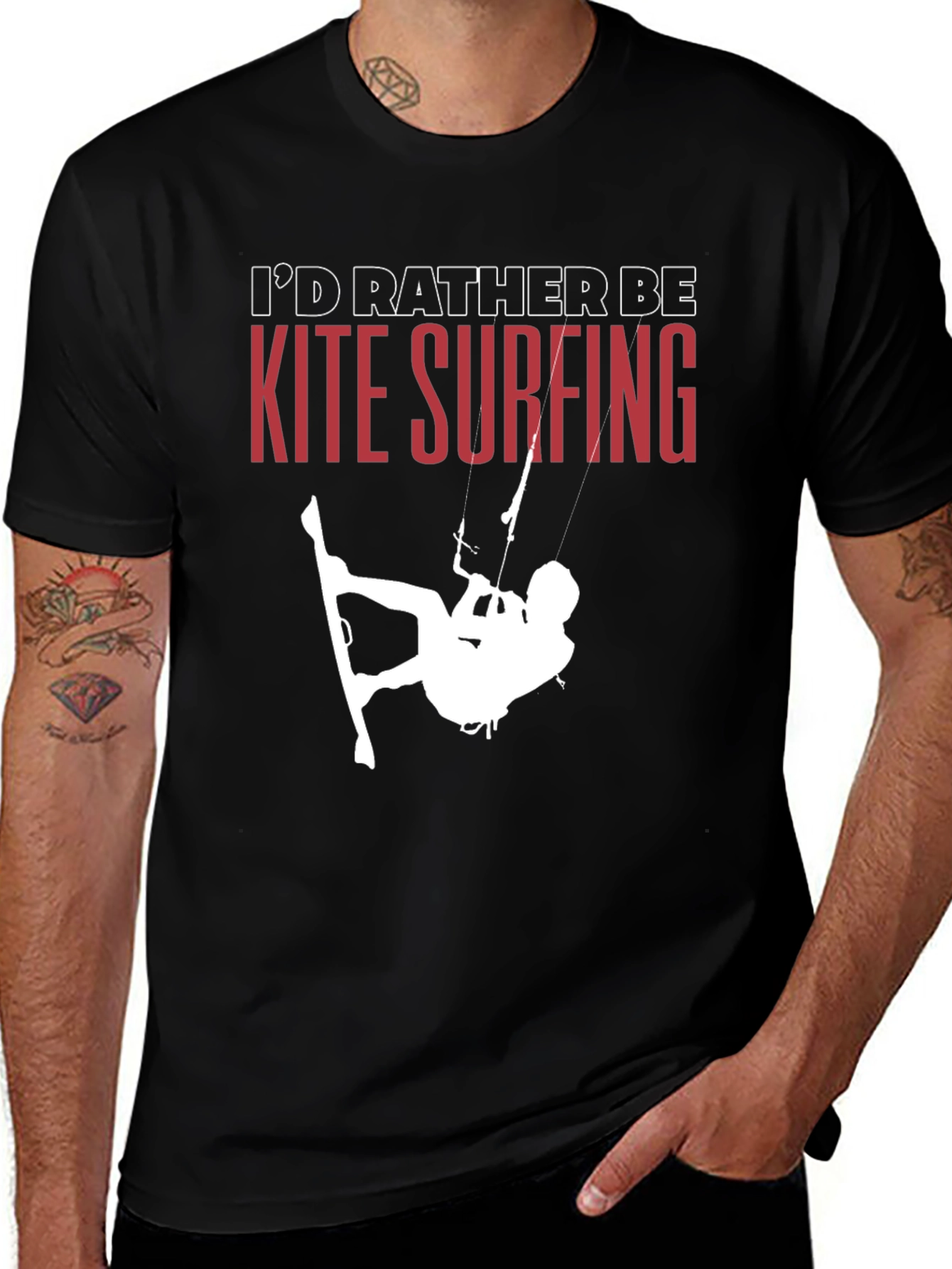 Camiseta Negra Kite Surfing para Aventureros Acuáticos
