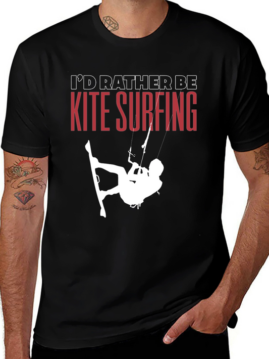Camiseta Negra Kite Surfing para Aventureros Acuáticos