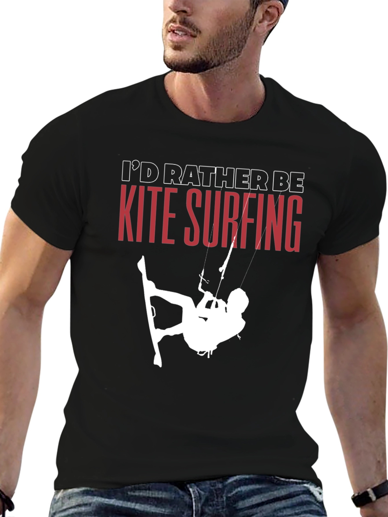 Camiseta Negra Kite Surfing para Aventureros Acuáticos