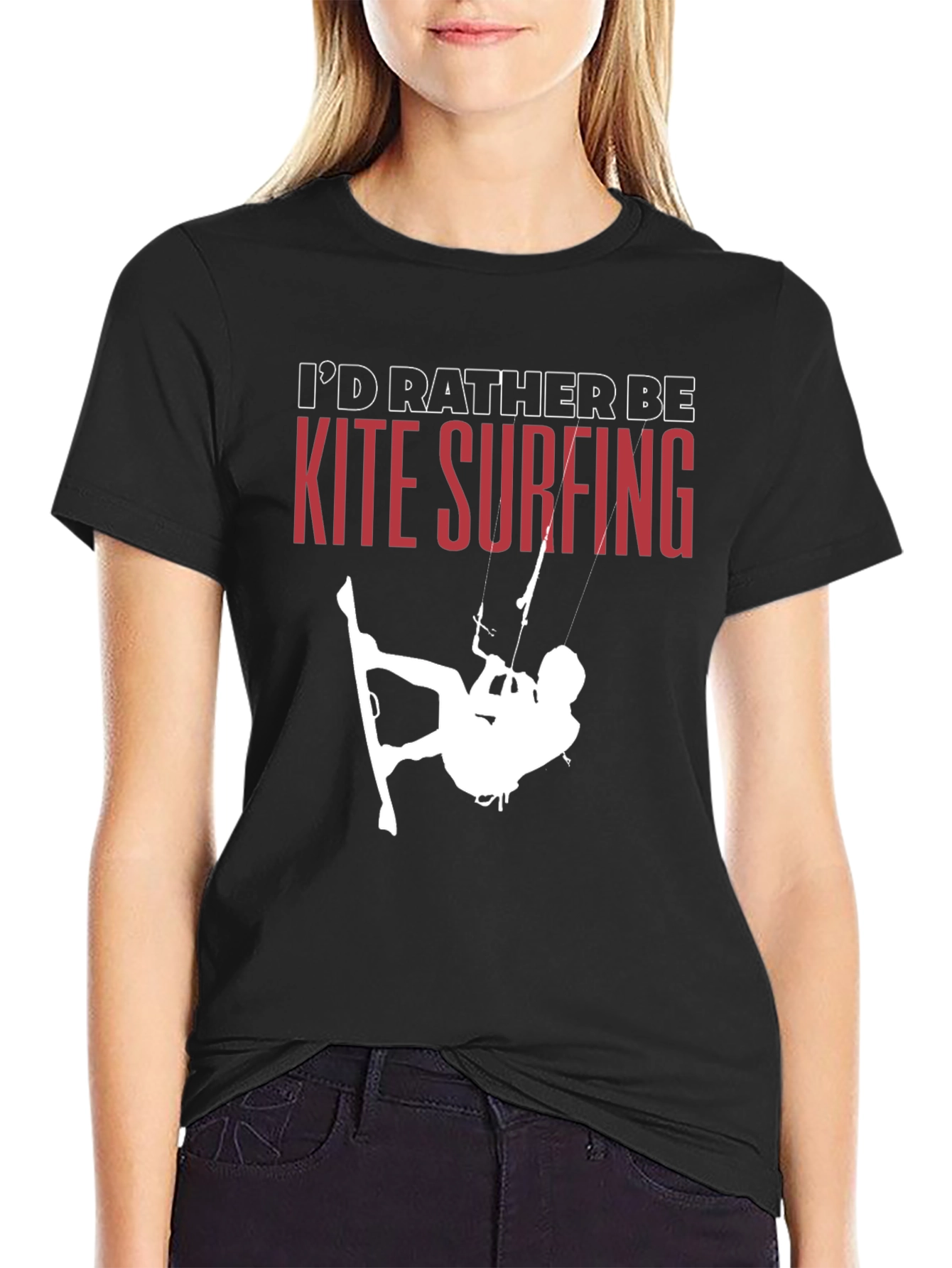 Camiseta Negra Kite Surfing para Aventureros Acuáticos