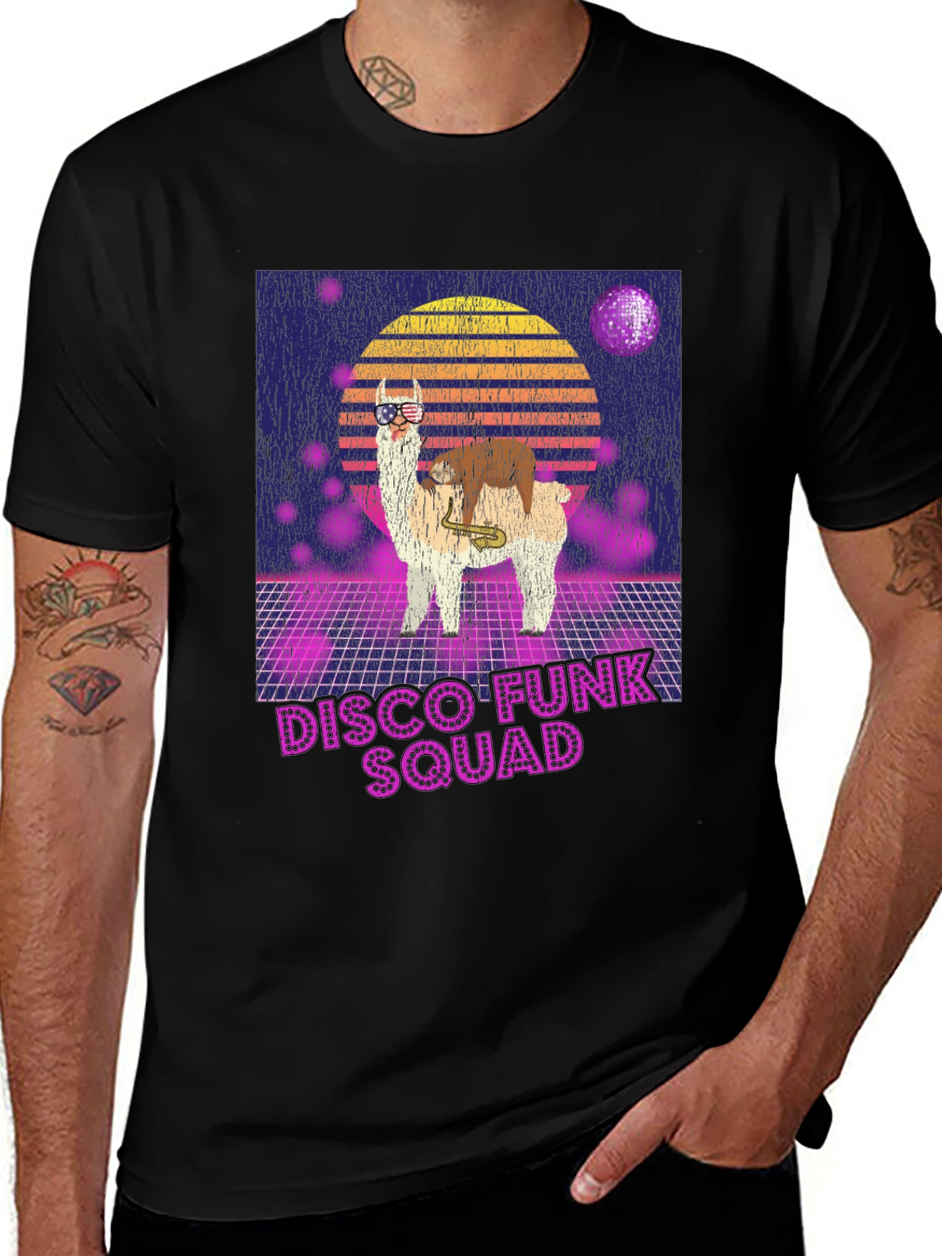Camiseta Retro Disco Funk Squad Llama