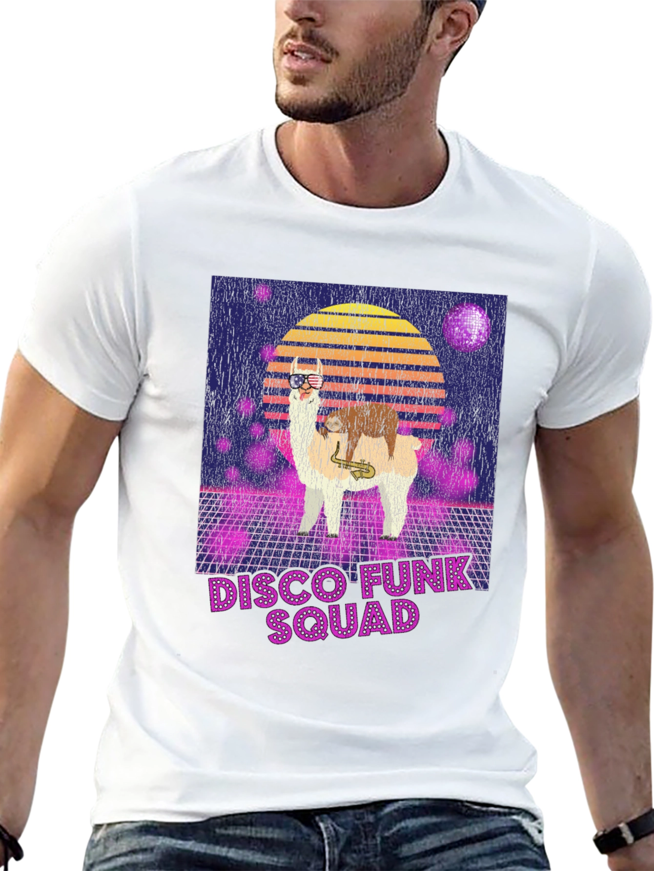 Camiseta Retro Disco Funk Squad Llama