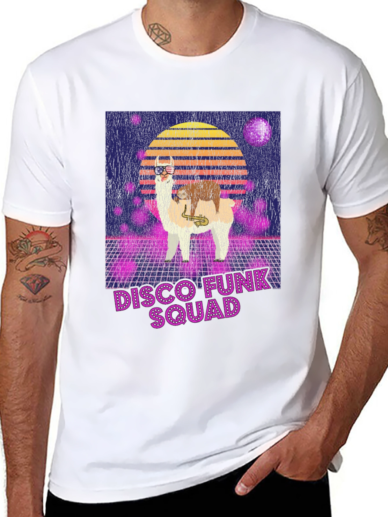 Camiseta Retro Disco Funk Squad Llama