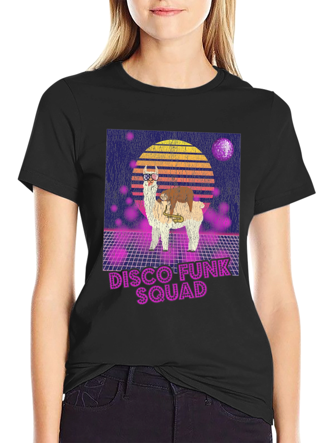 Camiseta Retro Disco Funk Squad Llama