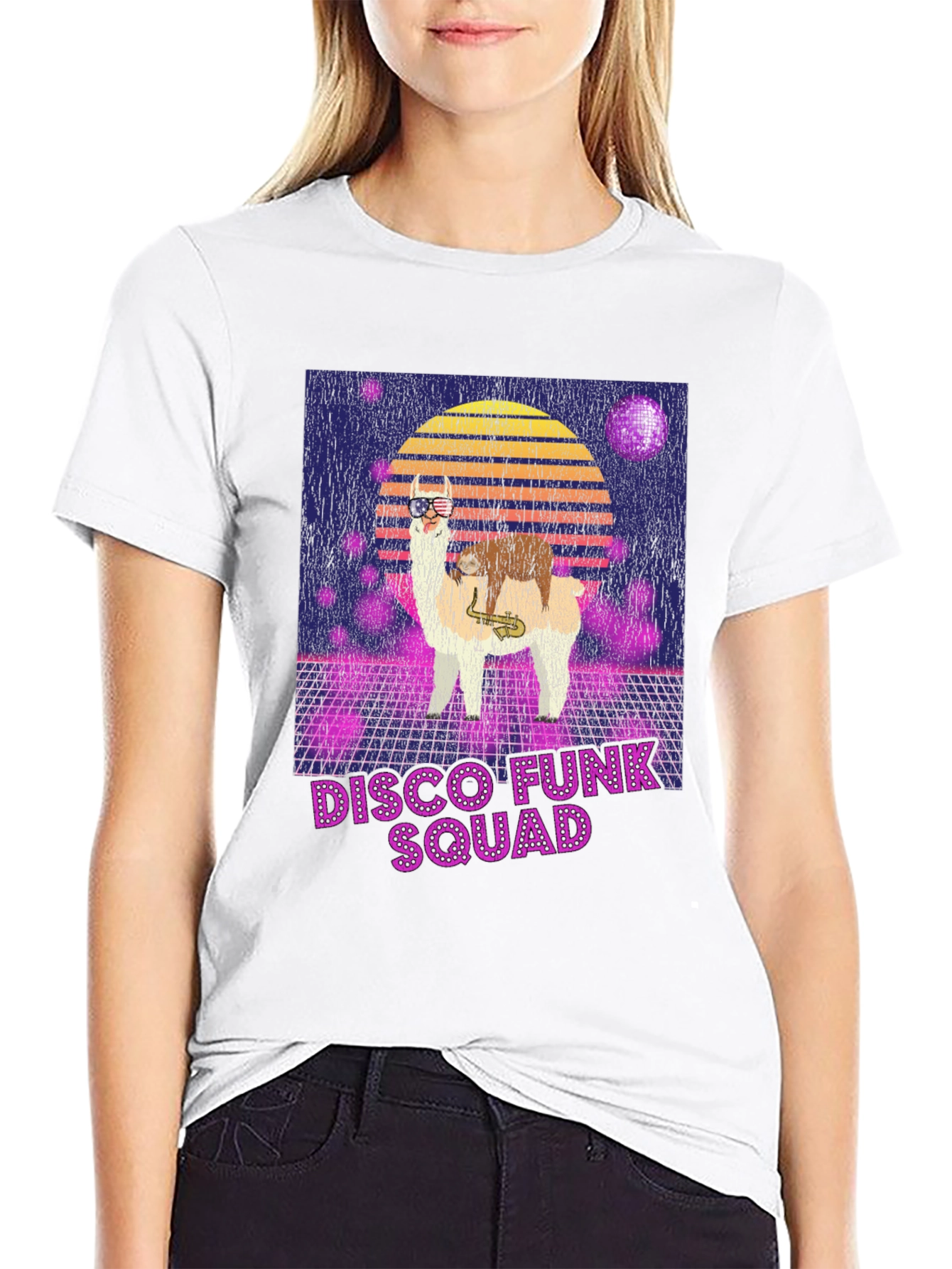 Camiseta Retro Disco Funk Squad Llama