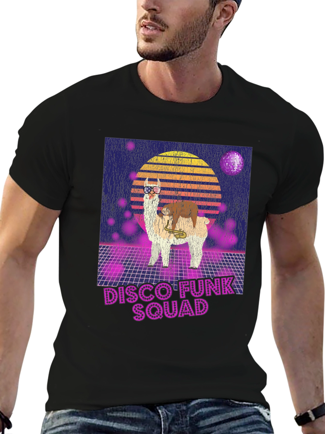 Camiseta Retro Disco Funk Squad Llama