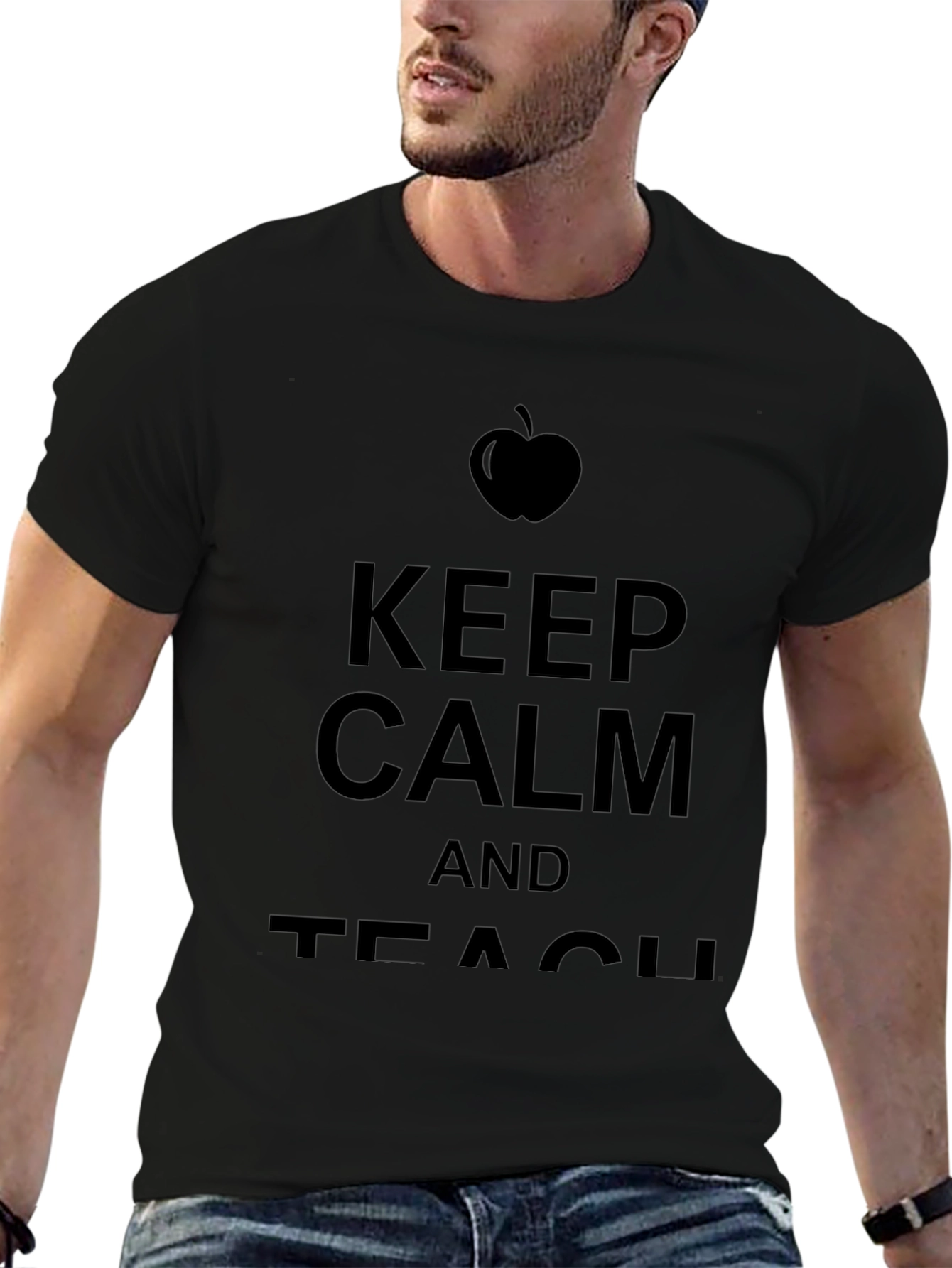 Camiseta Negra Keep Calm and Teach