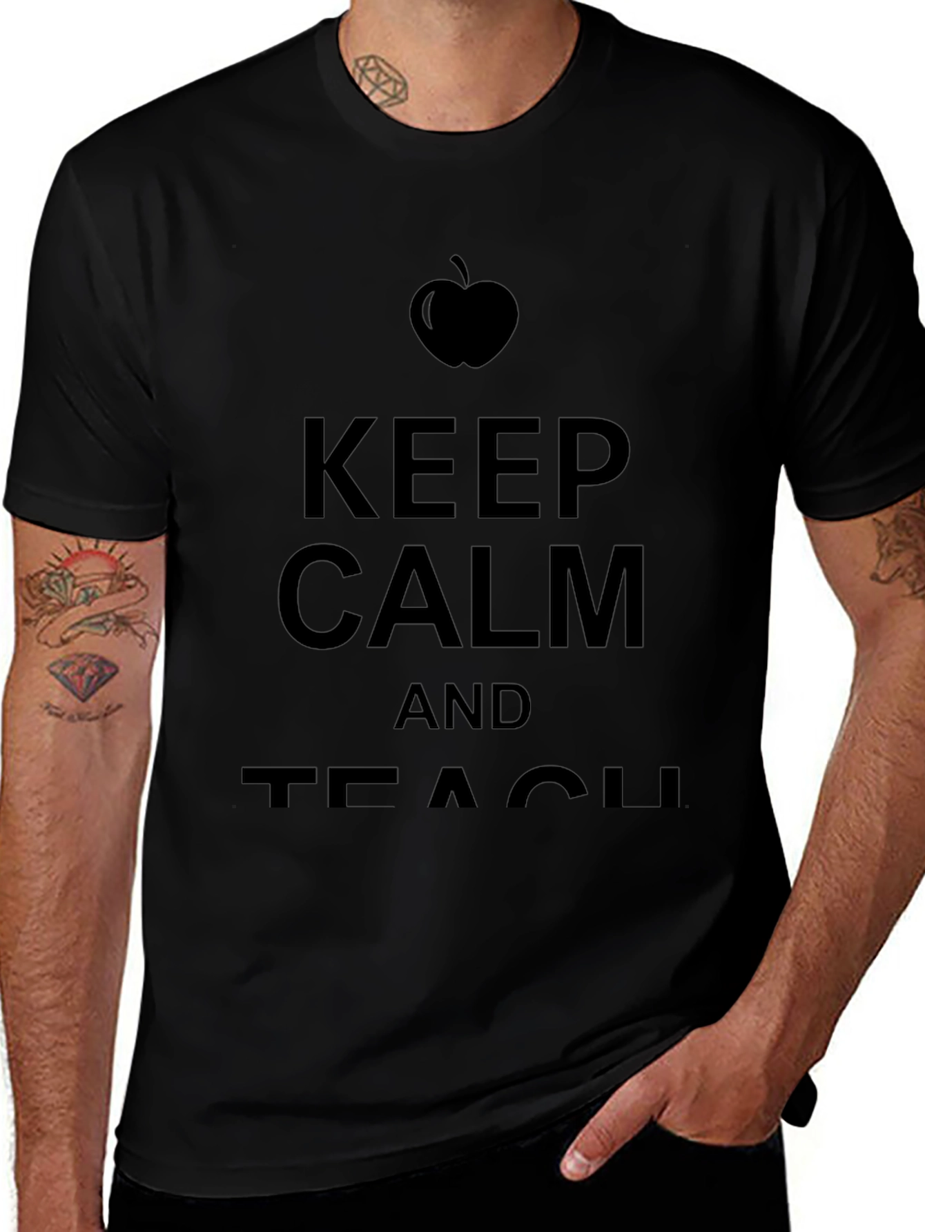 Camiseta Negra Keep Calm and Teach