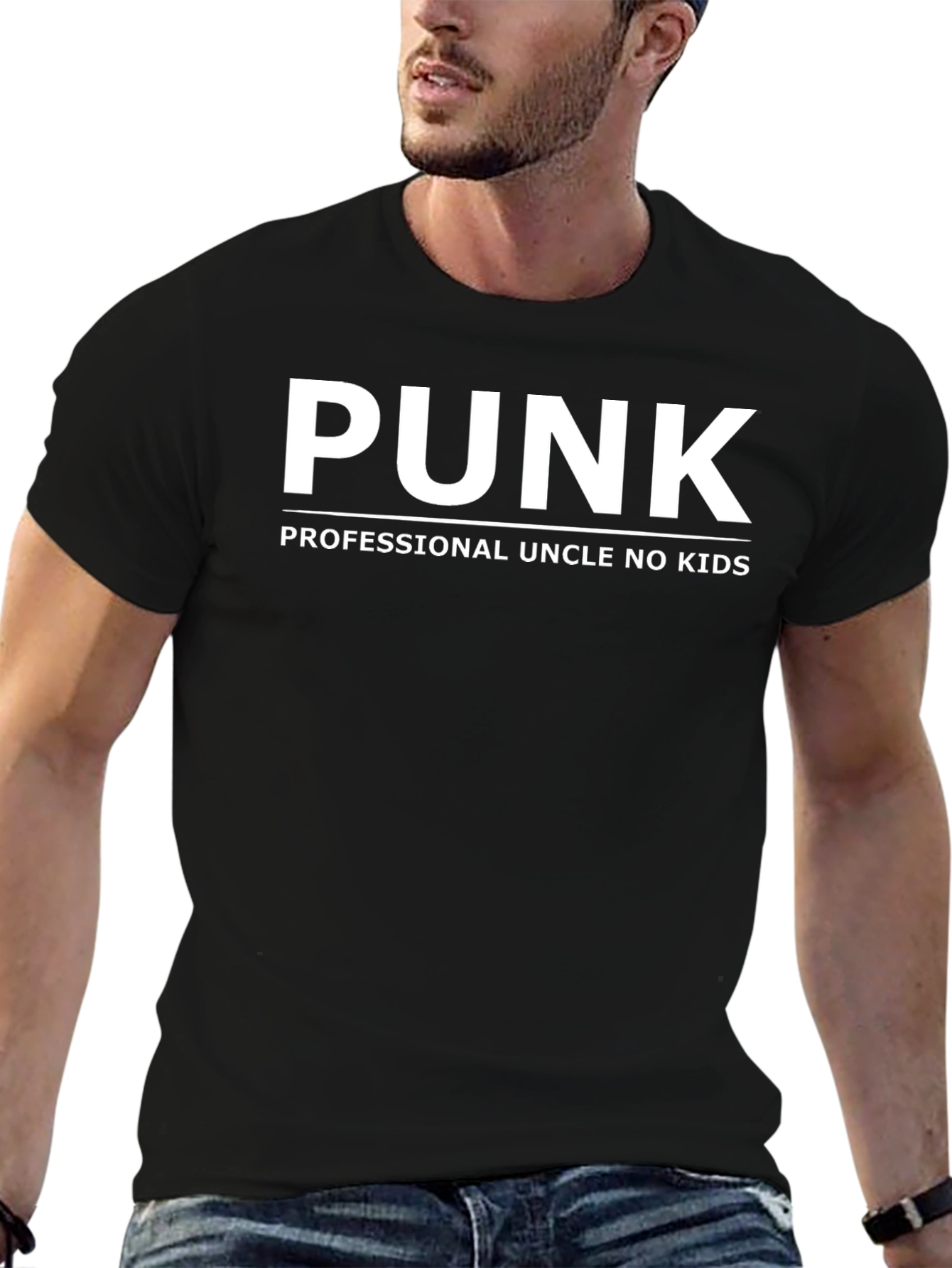 Camiseta Negra Hombre - Punk Tío Profesional Sin Hijos