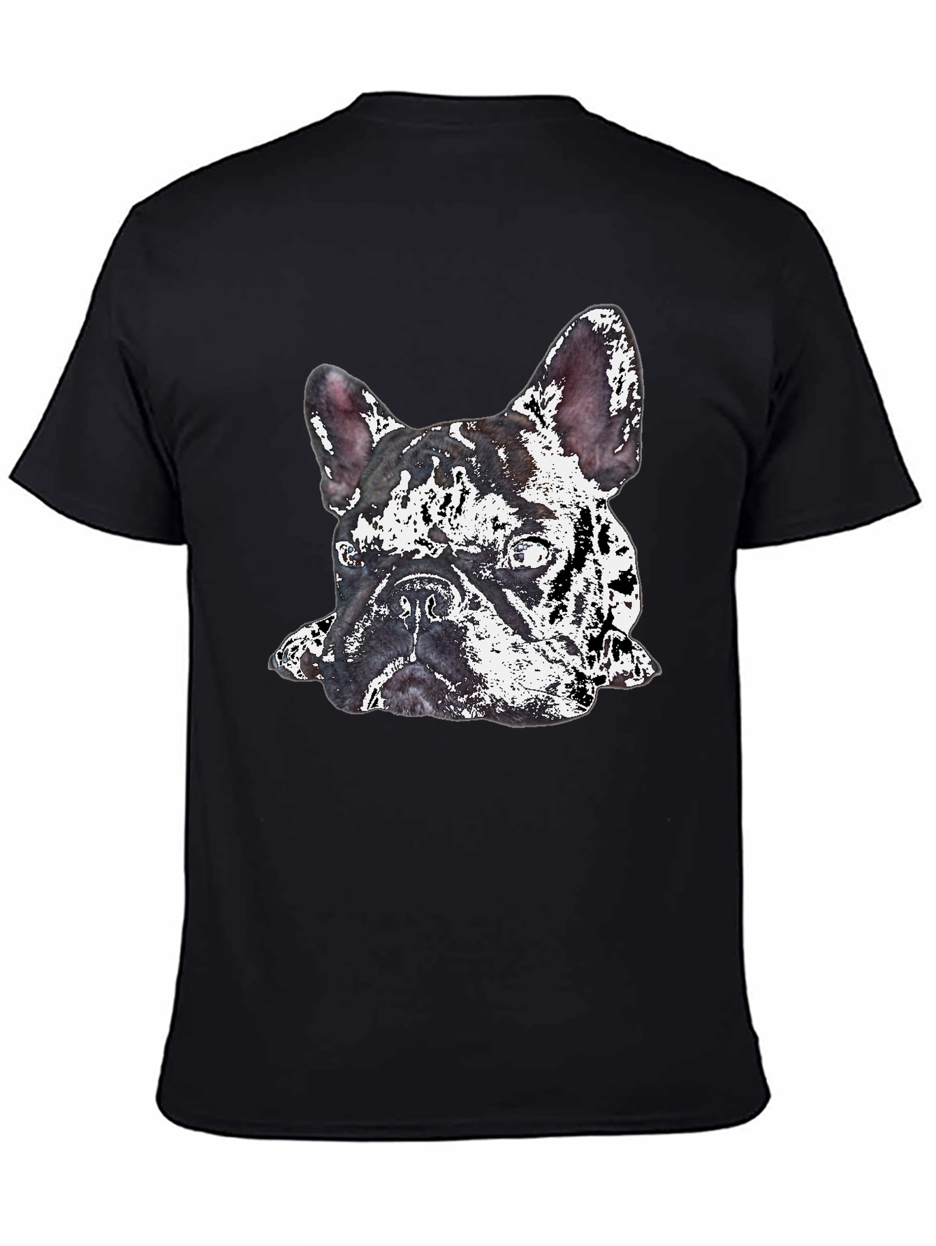 Camiseta Negra con Diseño de Bulldog Francés Abstracto