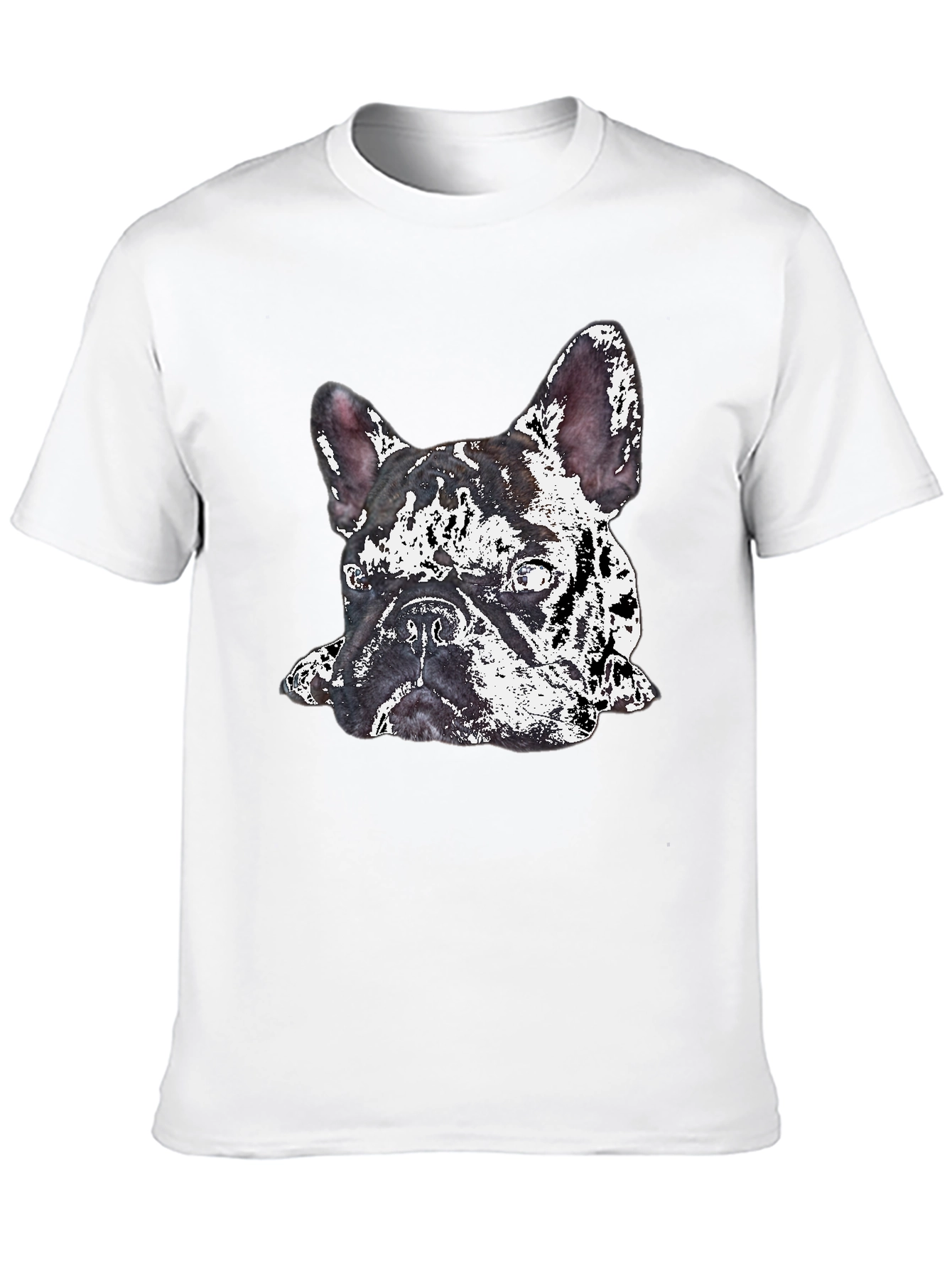 Camiseta Negra con Diseño de Bulldog Francés Abstracto