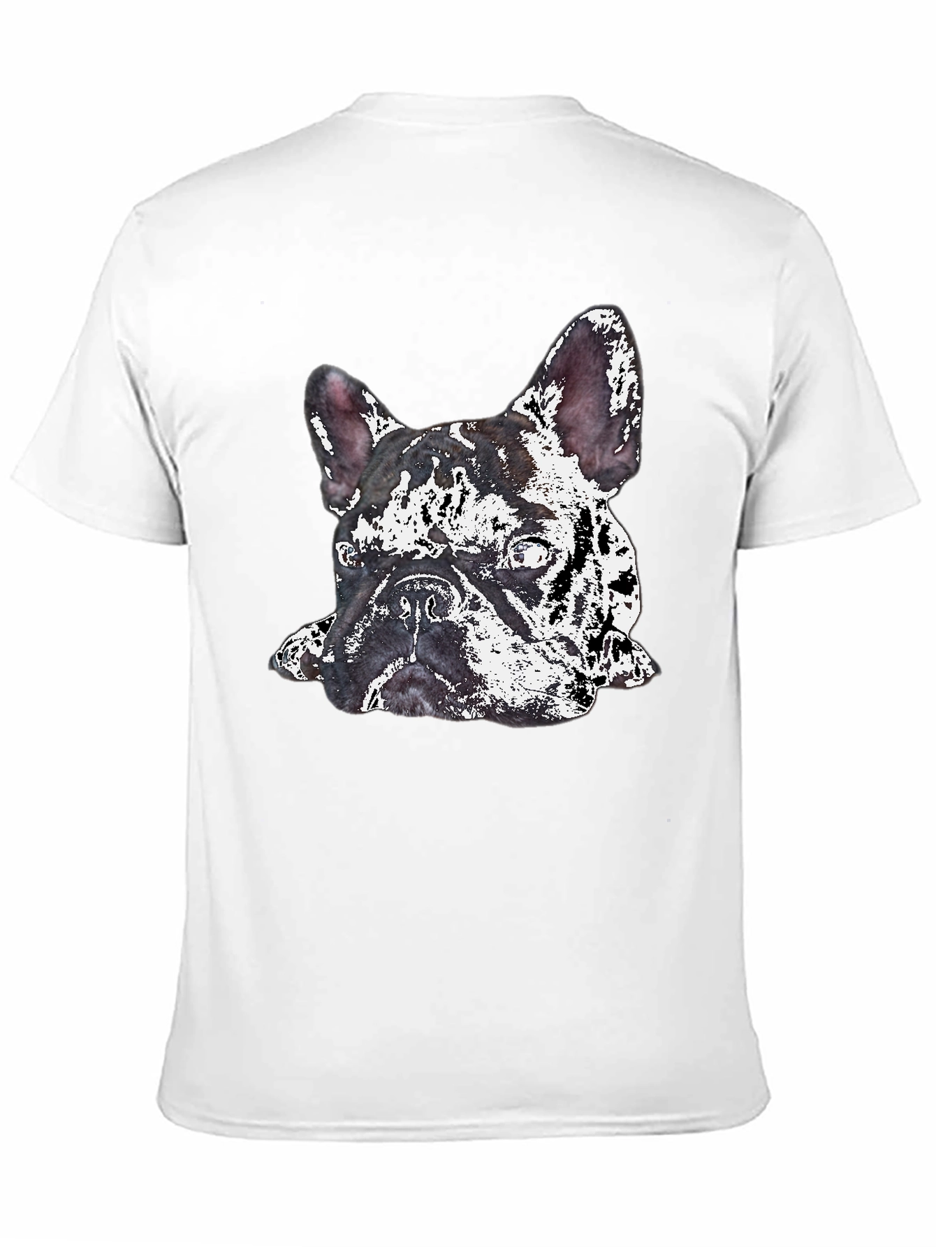 Camiseta Negra con Diseño de Bulldog Francés Abstracto