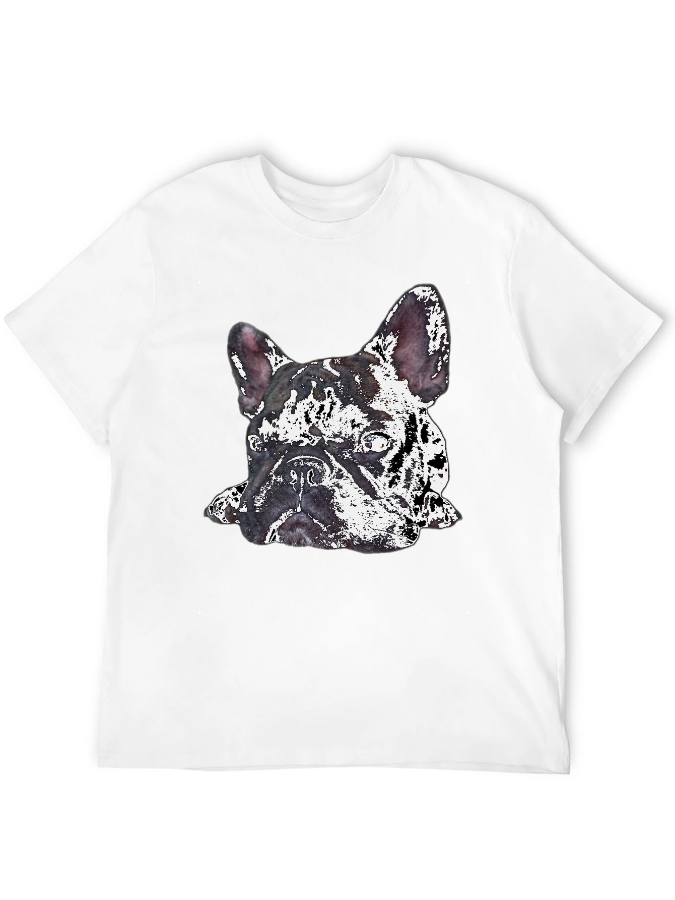 Camiseta Negra con Diseño de Bulldog Francés Abstracto
