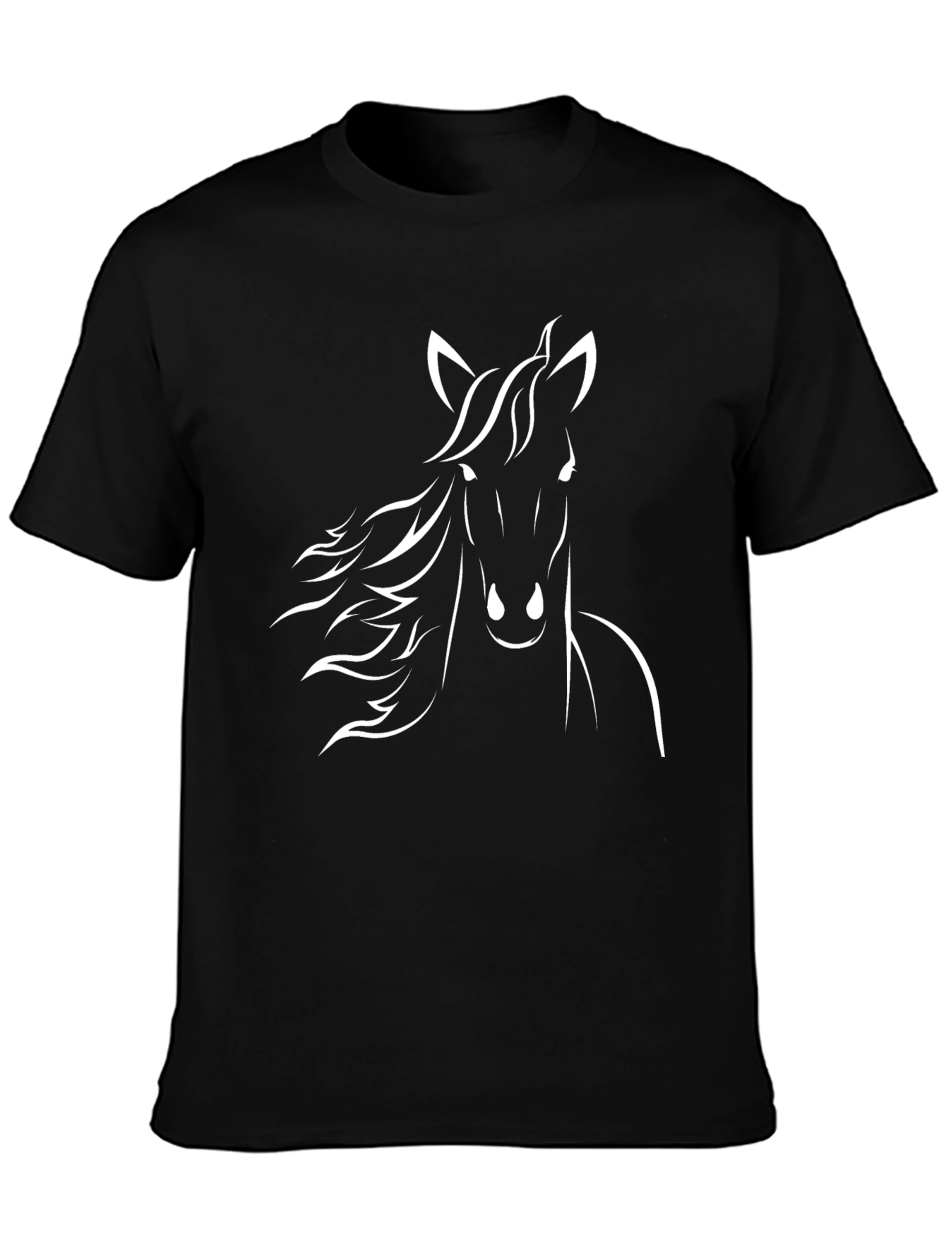 Camiseta Negra Hombre - Diseño Caballo Blanco