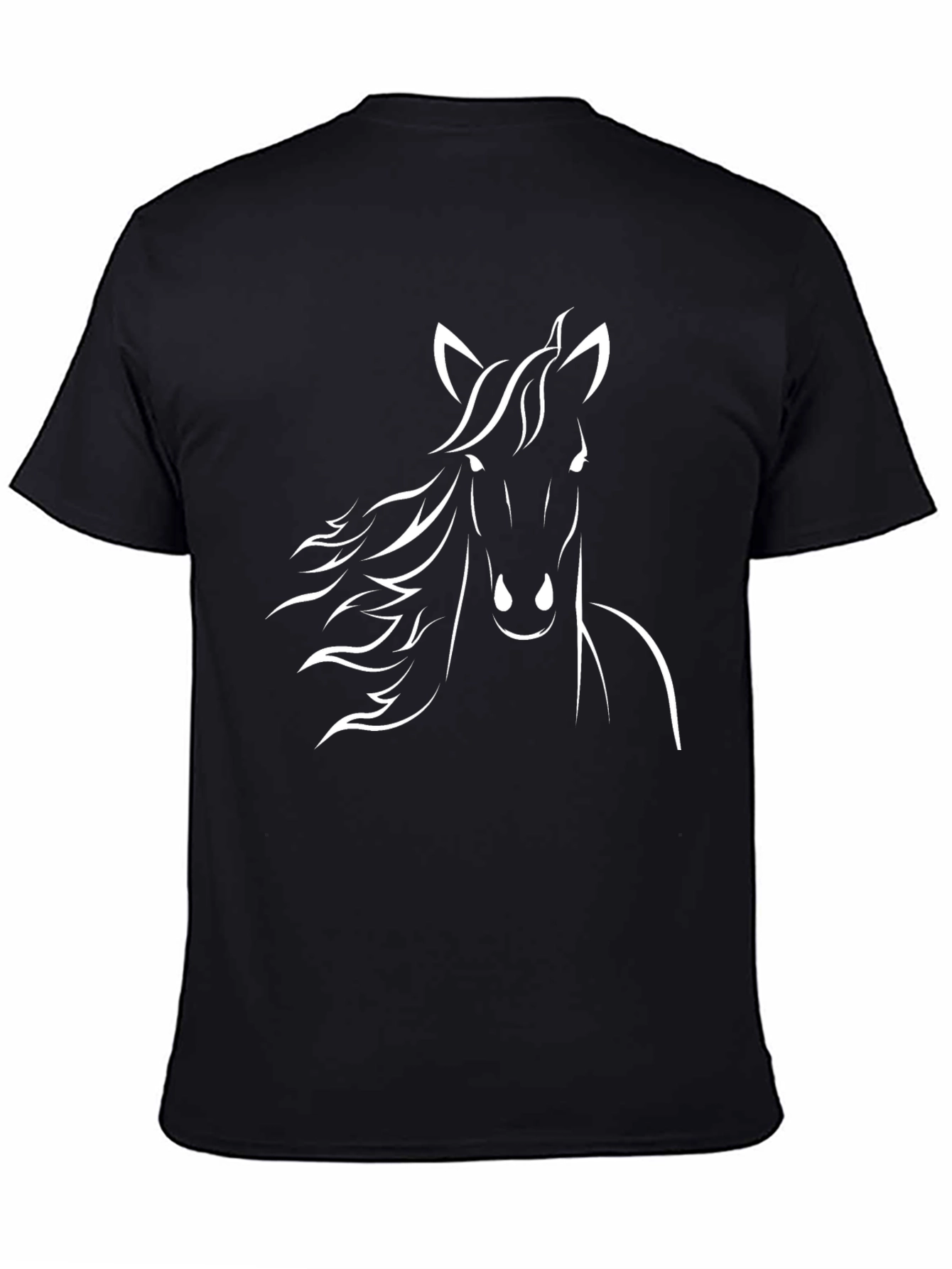 Camiseta Negra Hombre - Diseño Caballo Blanco