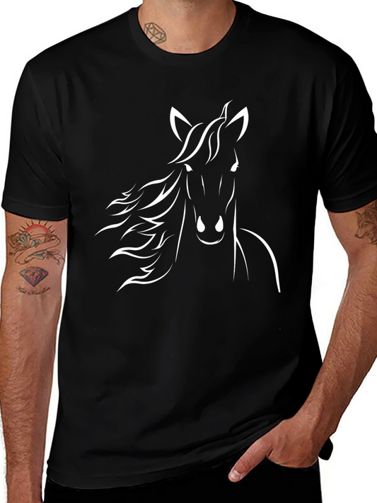 Camiseta Negra Hombre - Diseño Caballo Blanco