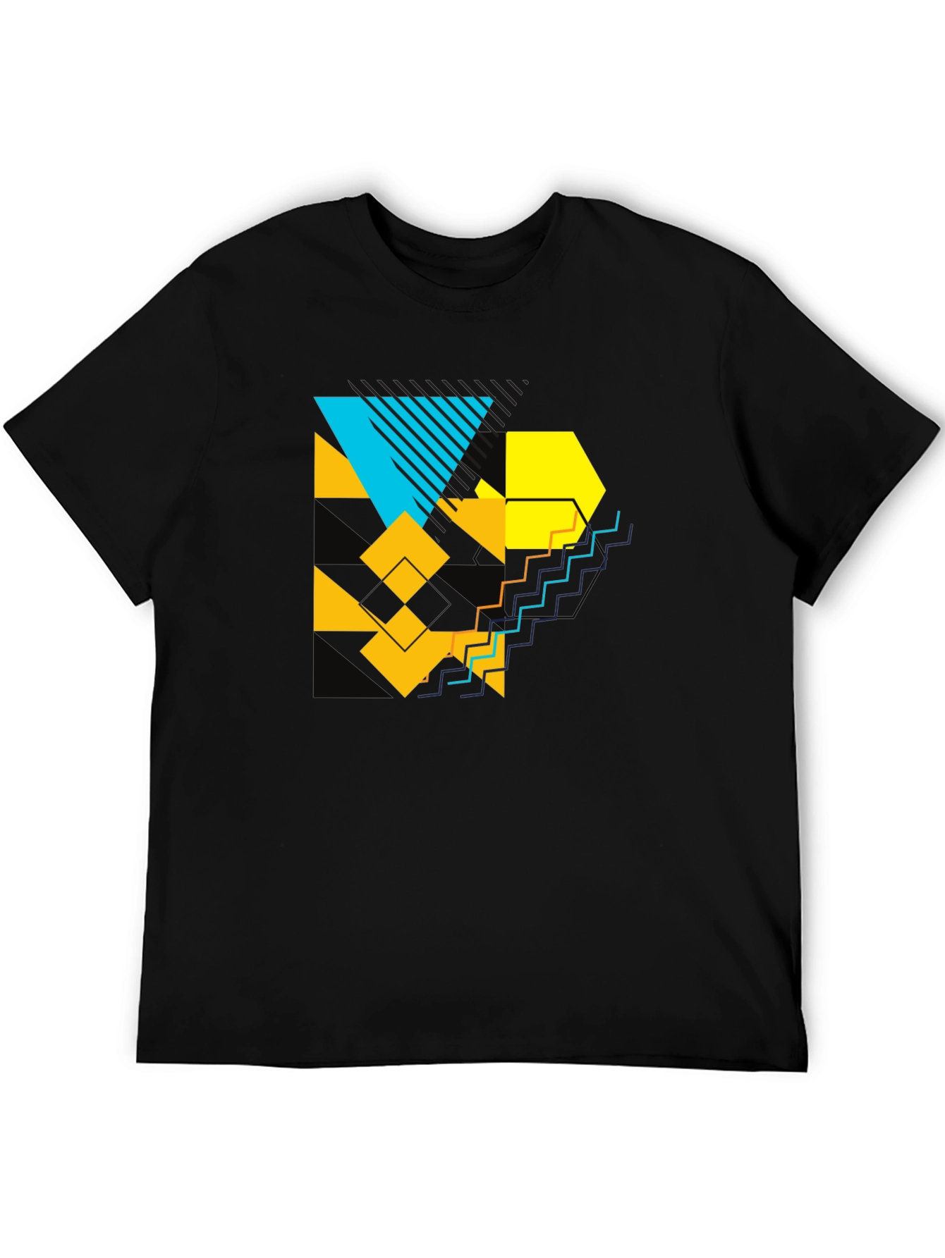 Camiseta Negra con Diseño Geométrico Abstracto