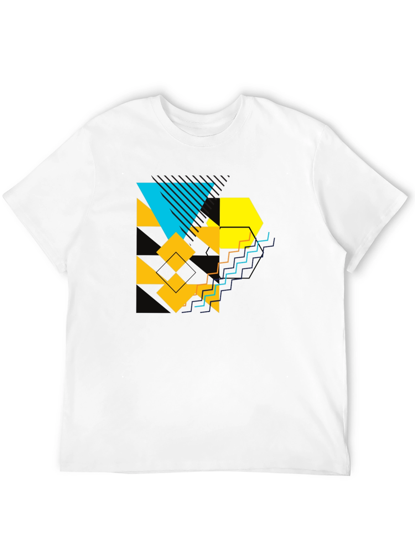 Camiseta Negra con Diseño Geométrico Abstracto