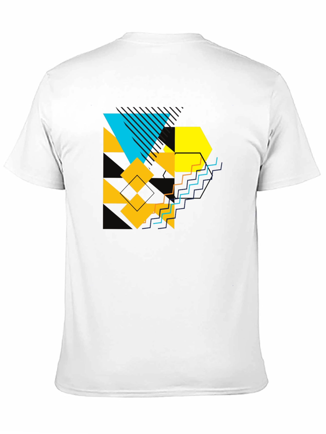 Camiseta Negra con Diseño Geométrico Abstracto