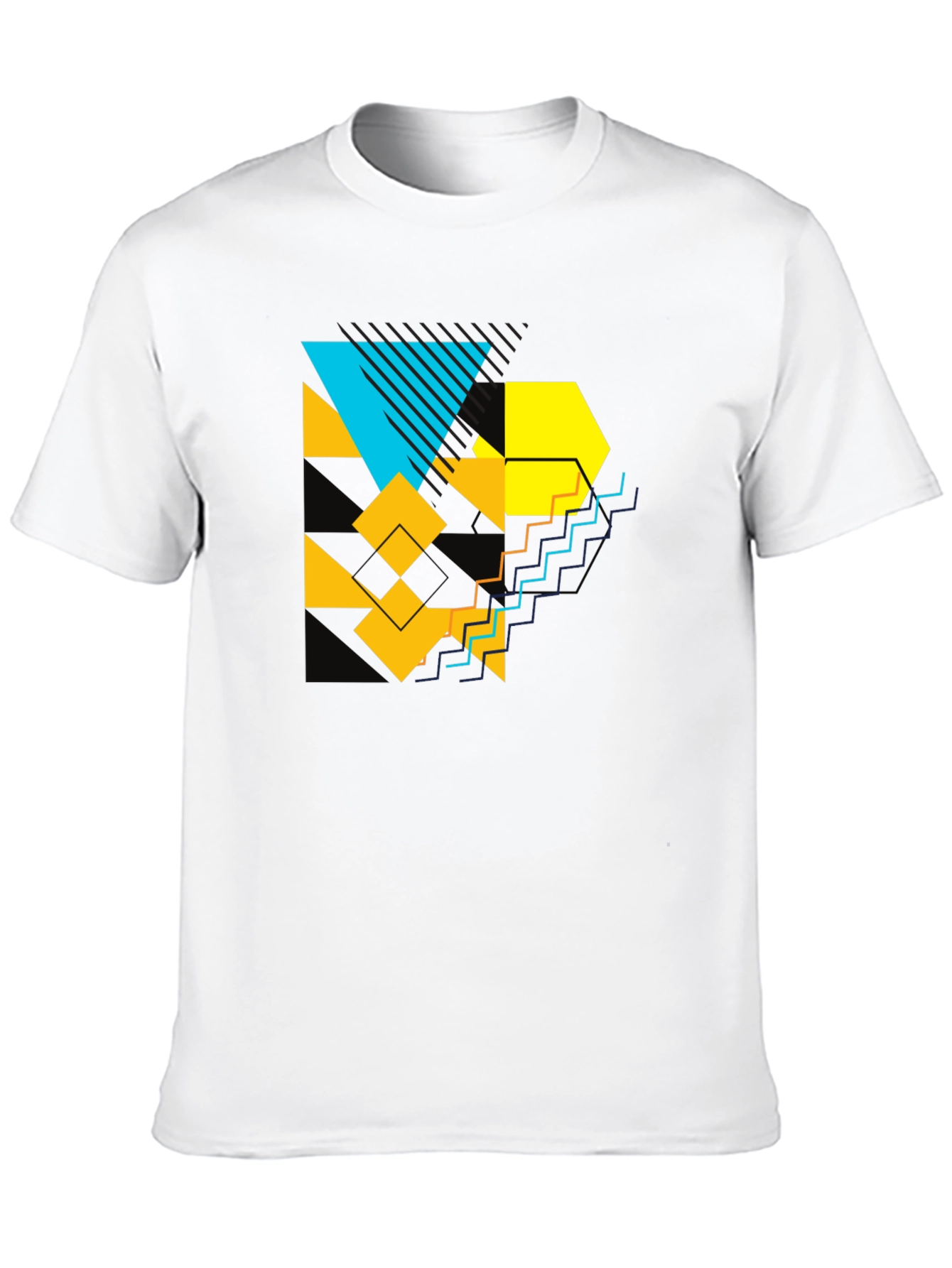 Camiseta Negra con Diseño Geométrico Abstracto