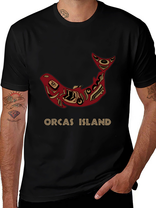 Camiseta Negra Orcas Island Diseño Artístico