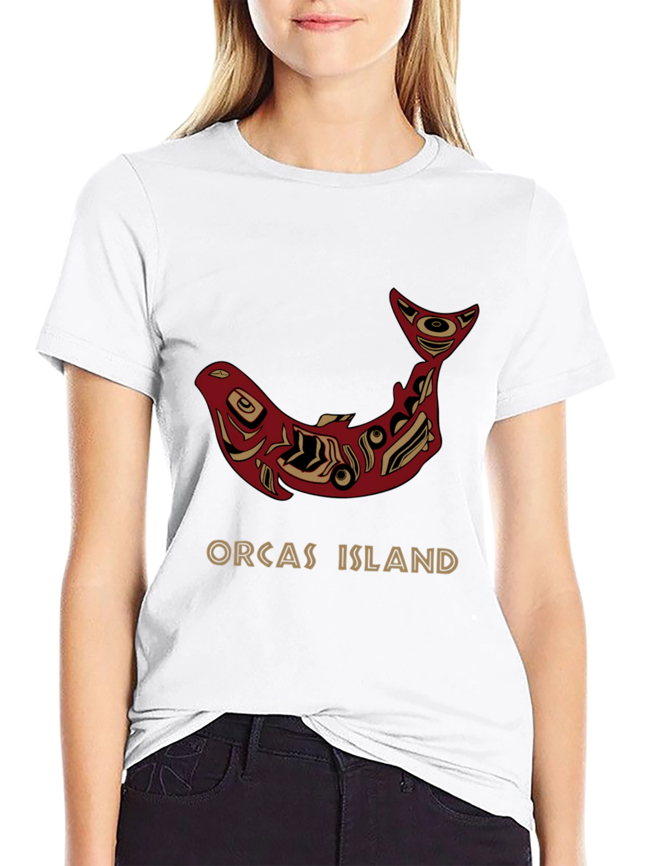 Camiseta Negra Orcas Island Diseño Artístico