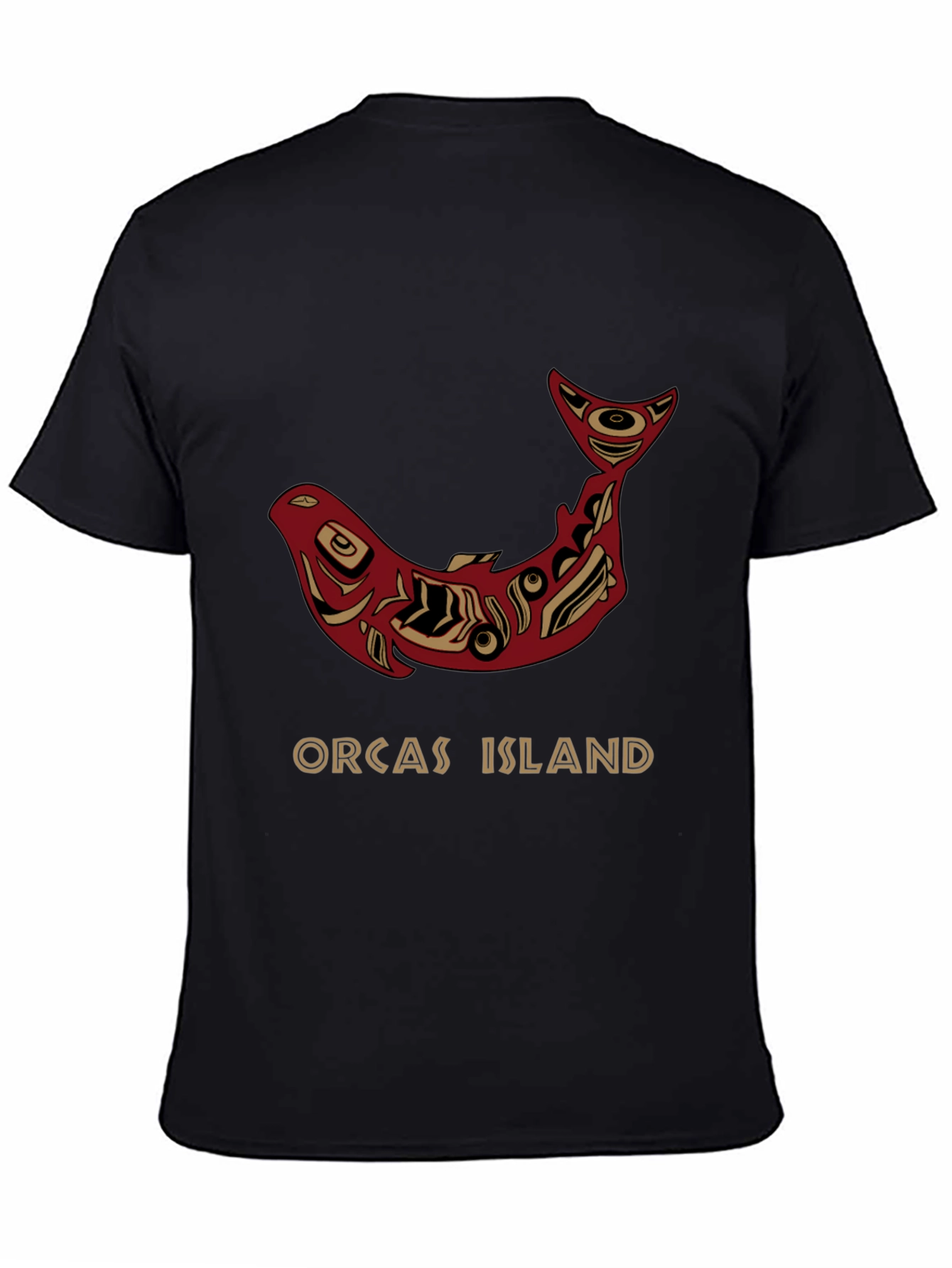 Camiseta Negra Orcas Island Diseño Artístico