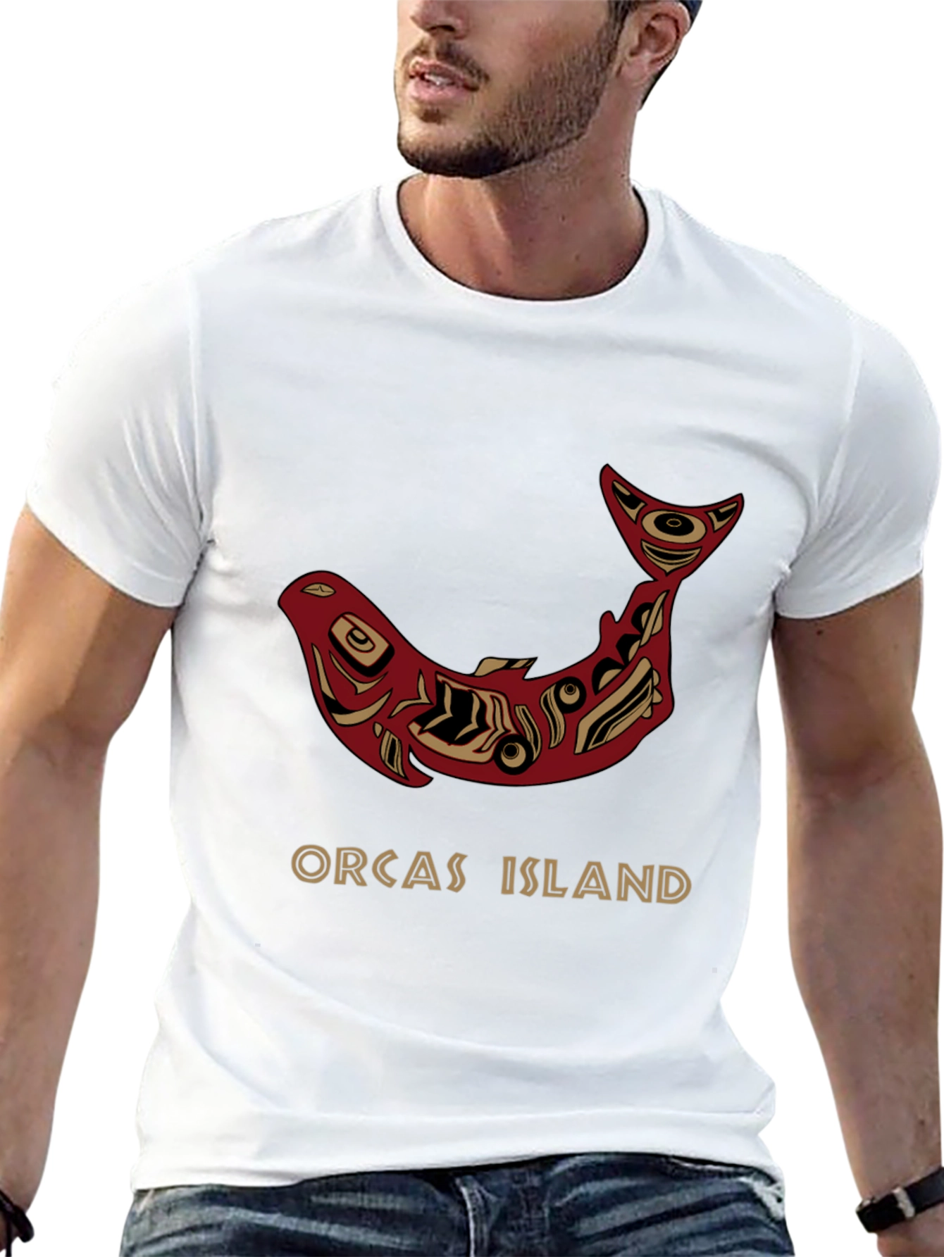 Camiseta Negra Orcas Island Diseño Artístico