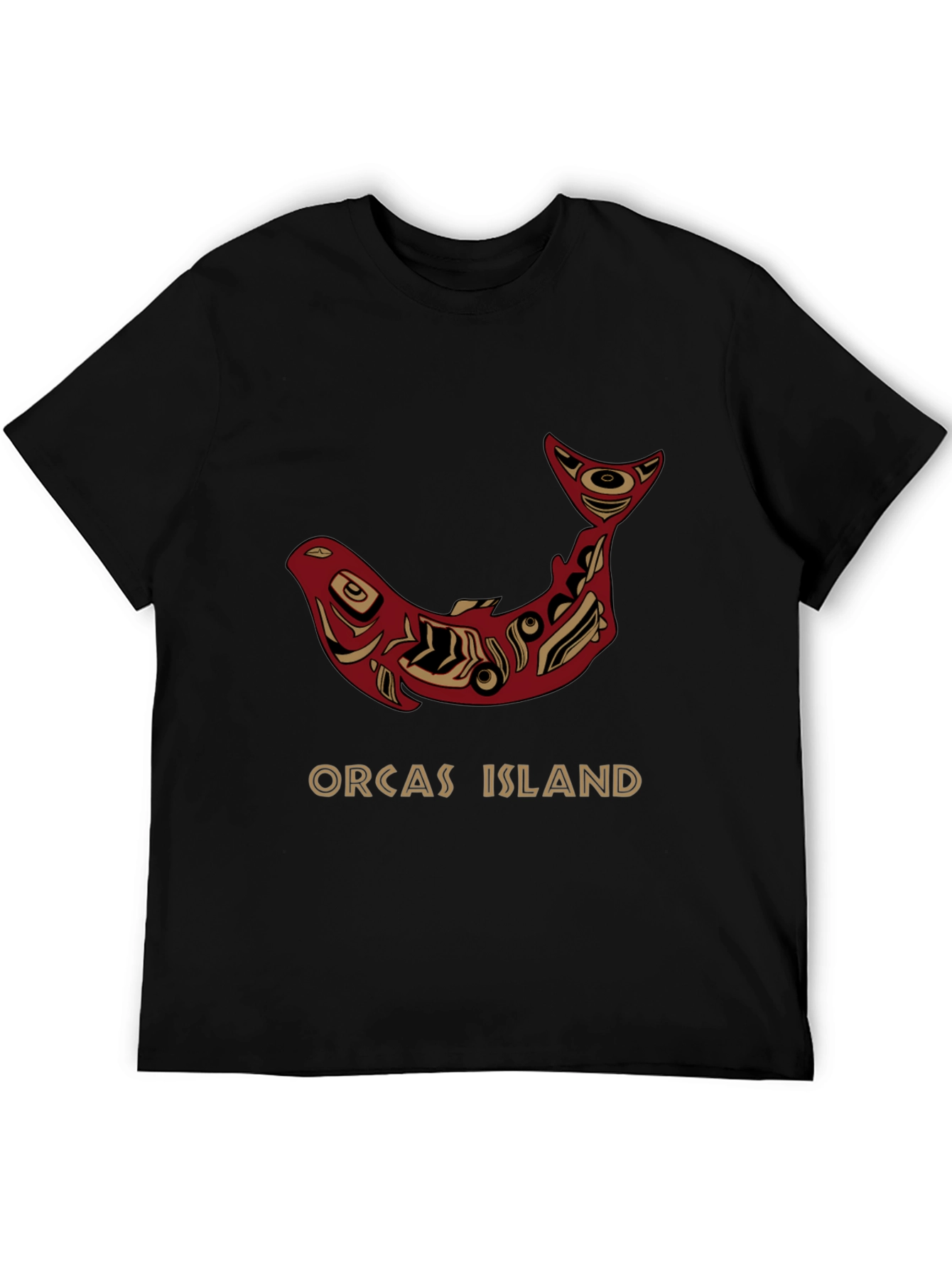 Camiseta Negra Orcas Island Diseño Artístico
