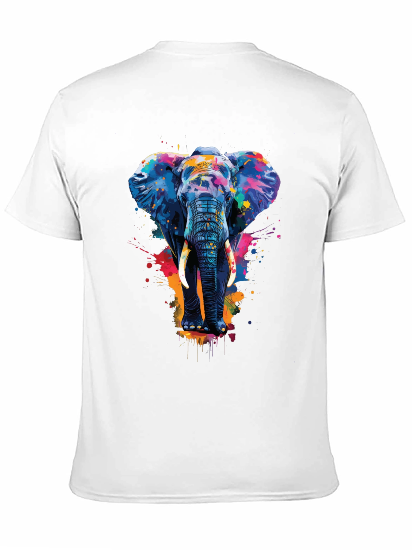 Camiseta Negra con Estampado de Elefante Artístico