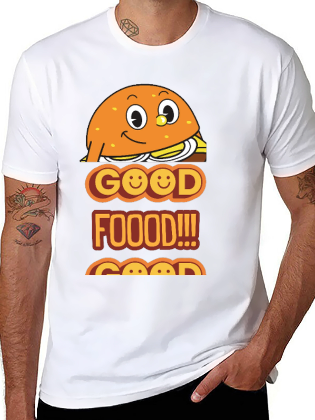 Camiseta Negra Good Food con Diseño Divertido de Hamburguesa