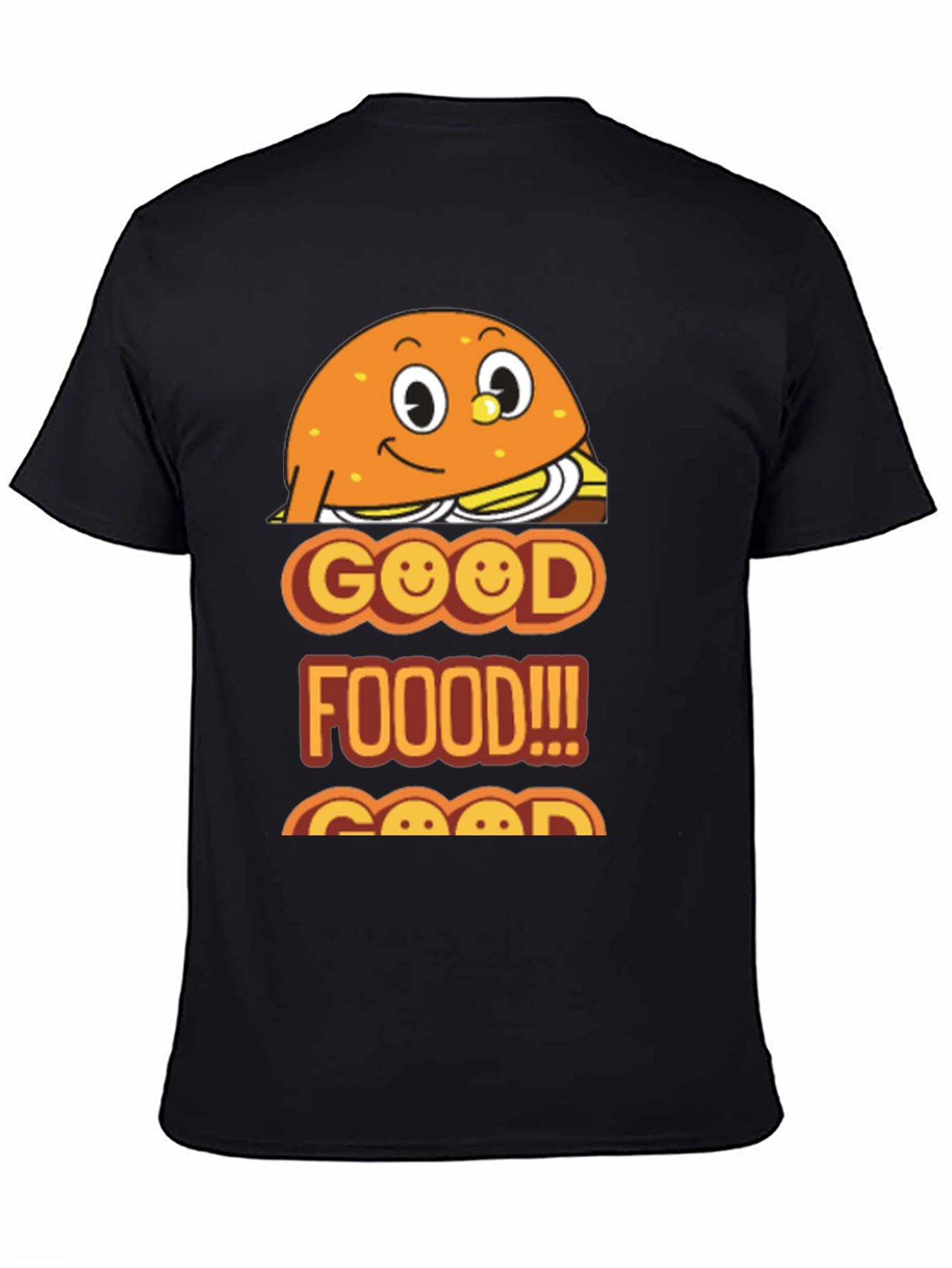 Camiseta Negra Good Food con Diseño Divertido de Hamburguesa