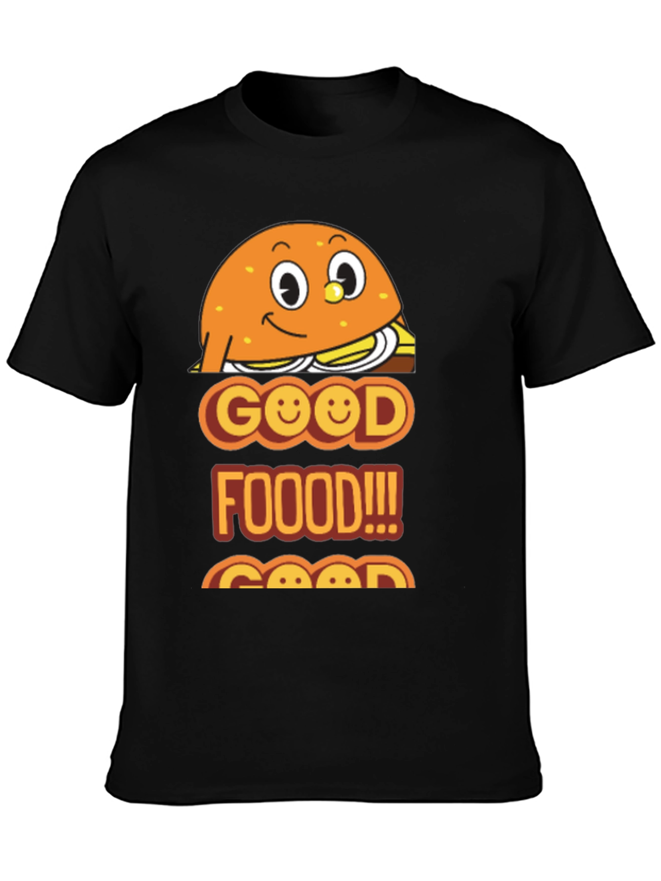 Camiseta Negra Good Food con Diseño Divertido de Hamburguesa