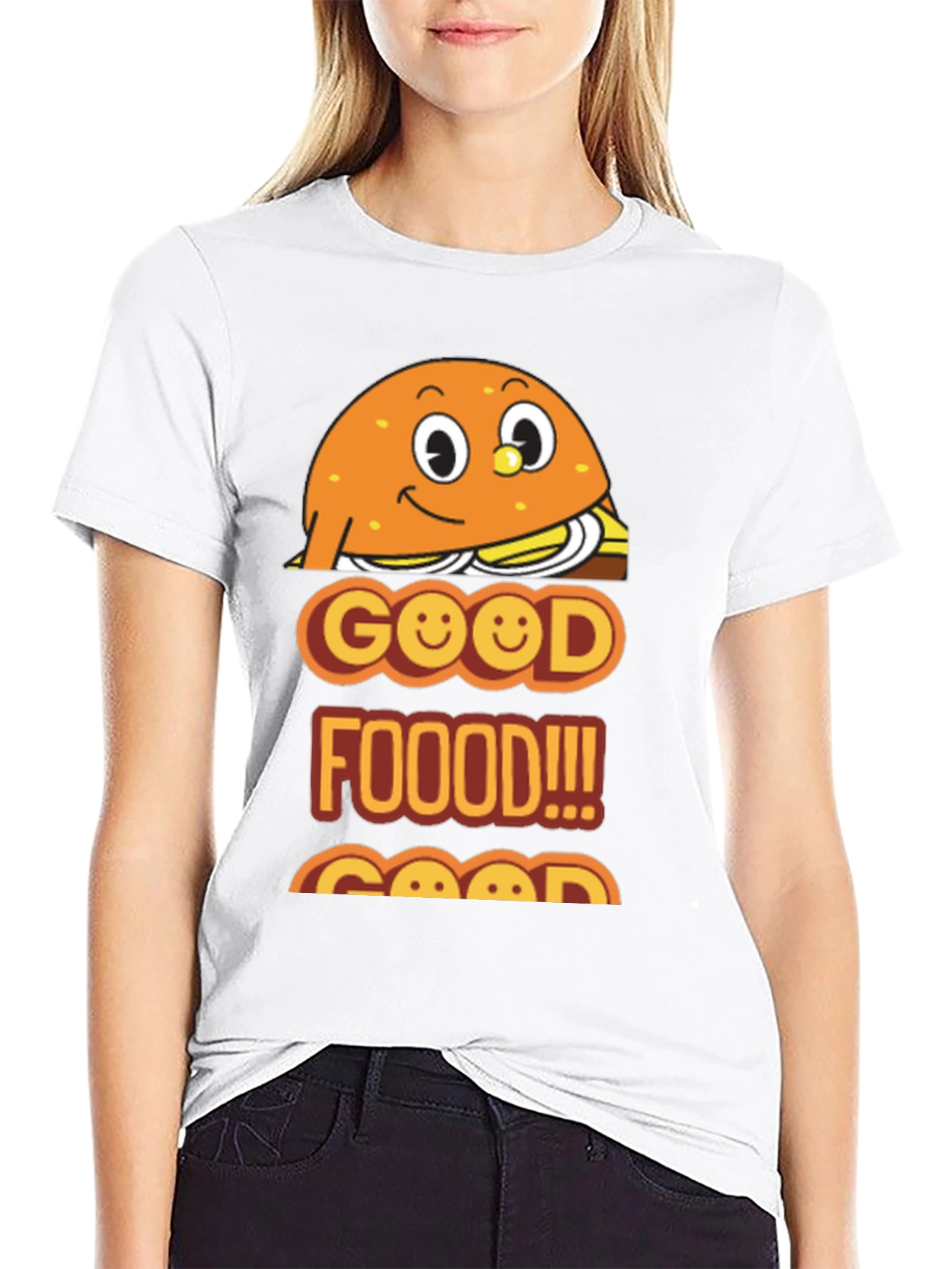 Camiseta Negra Good Food con Diseño Divertido de Hamburguesa