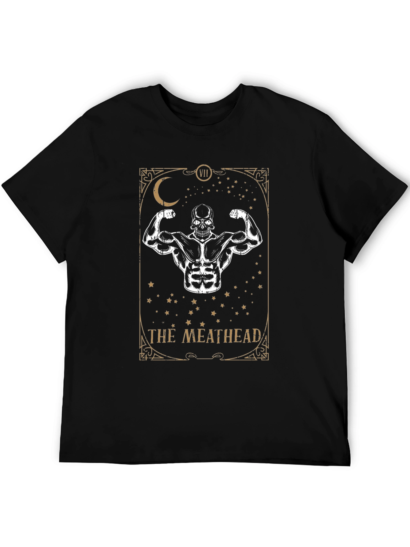 Camiseta Negra The Meathead Diseño Tarota Musculoso