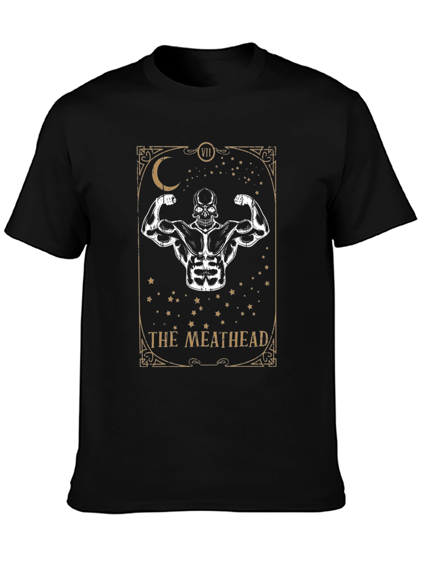 Camiseta Negra The Meathead Diseño Tarota Musculoso