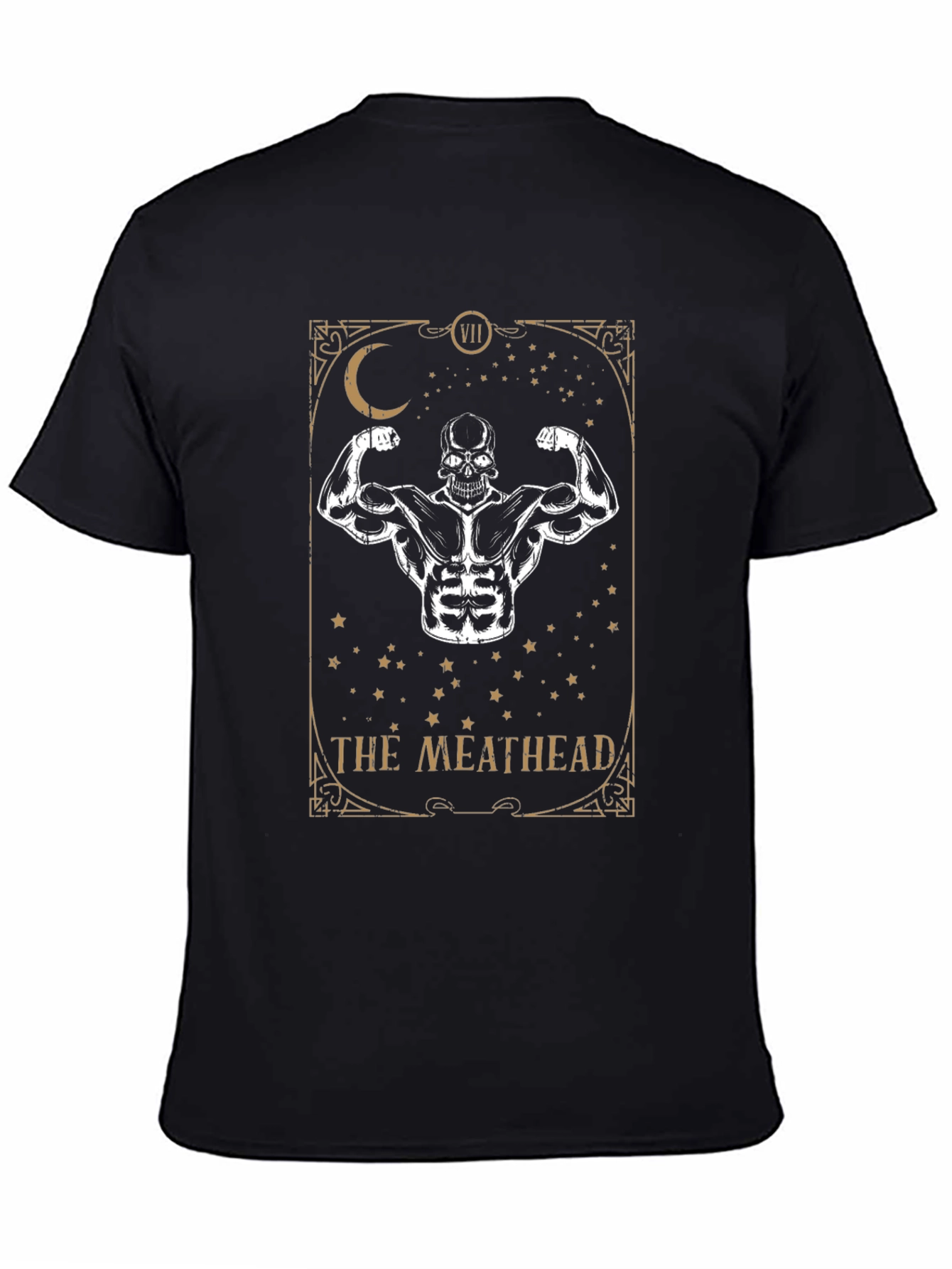 Camiseta Negra The Meathead Diseño Tarota Musculoso