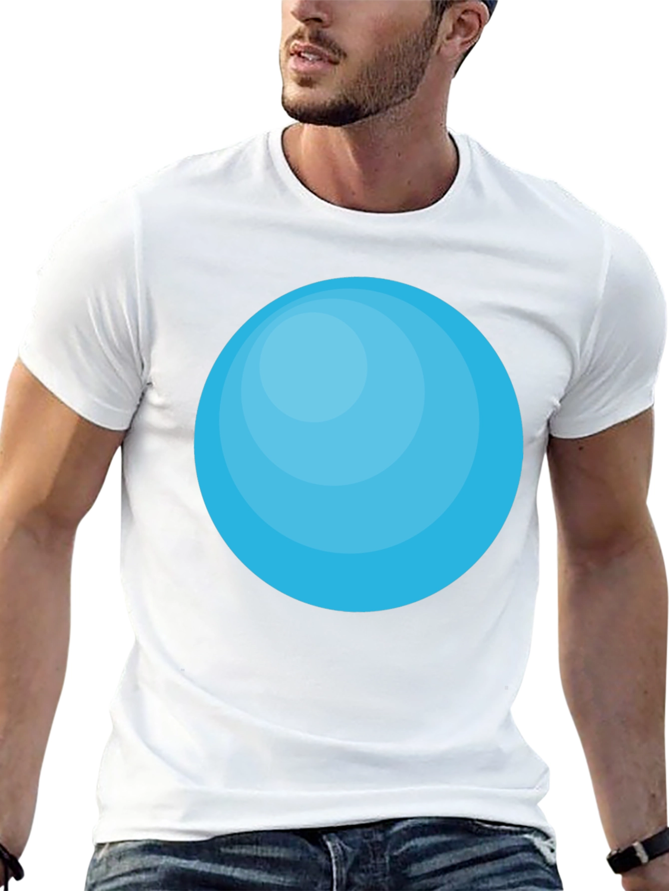 Camiseta Negra con Círculo Azul