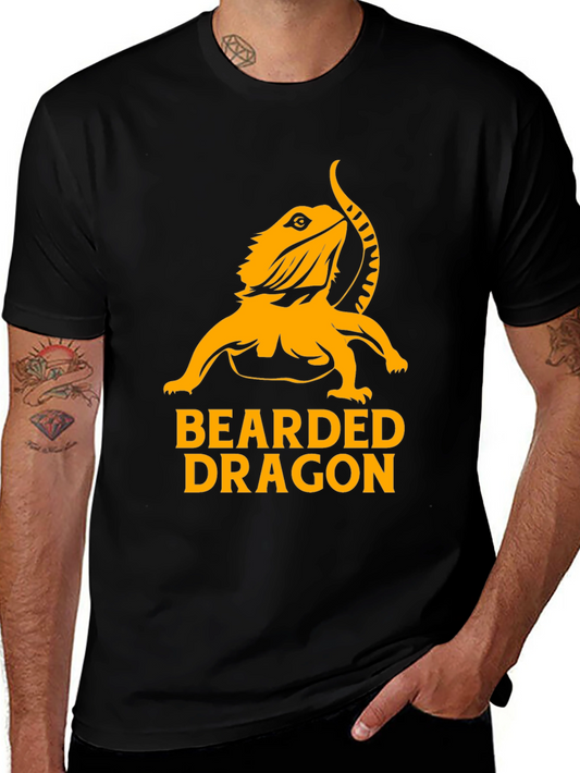 Camiseta Negra con Diseño de Dragón Barbudo