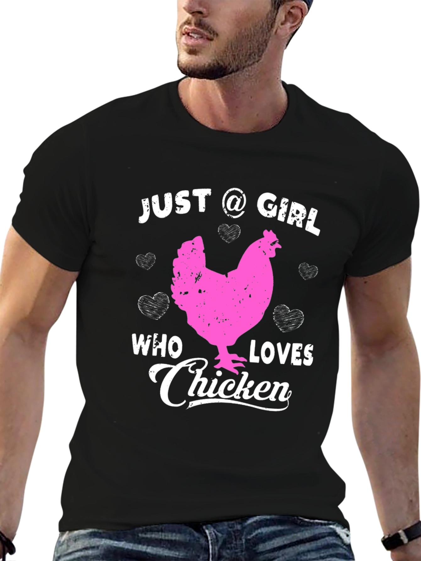 Camiseta Negra Just A Girl Who Loves Chicken