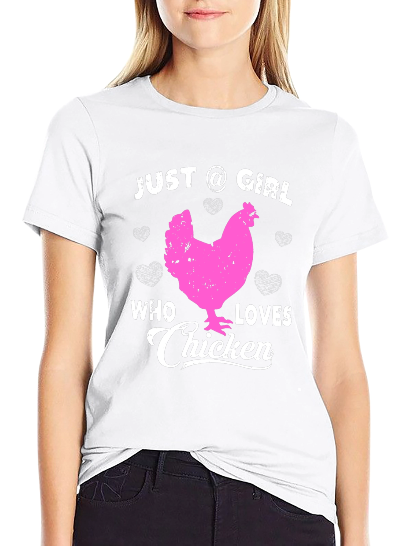 Camiseta Negra Just A Girl Who Loves Chicken