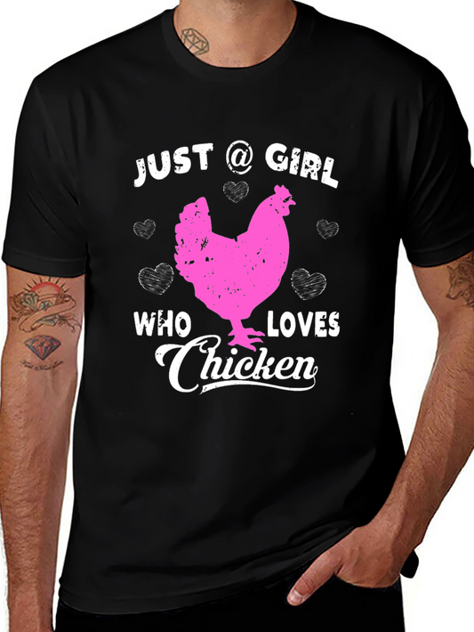 Camiseta Negra Just A Girl Who Loves Chicken