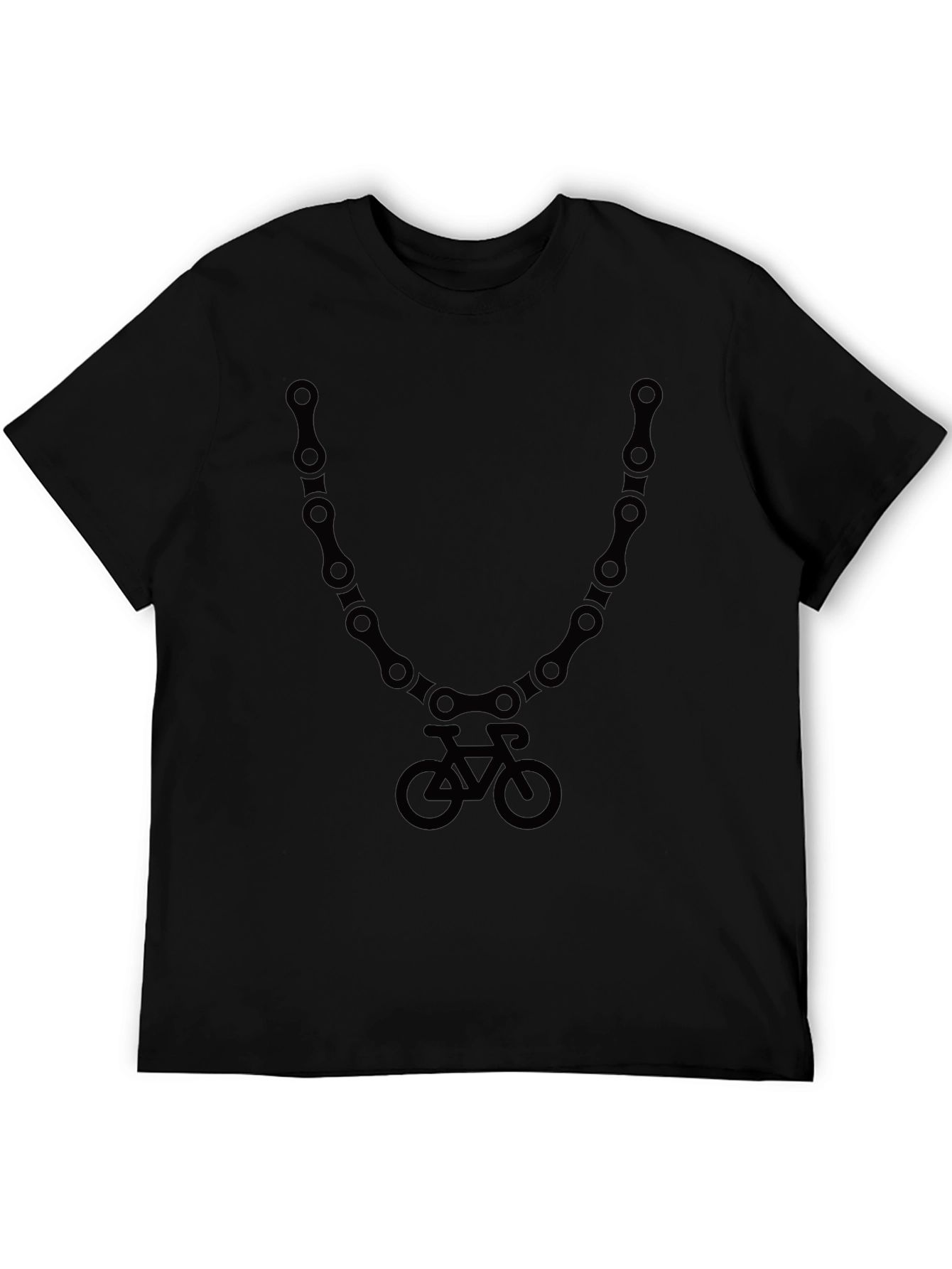Camiseta Negra con Diseño de Cadena y Bicicleta