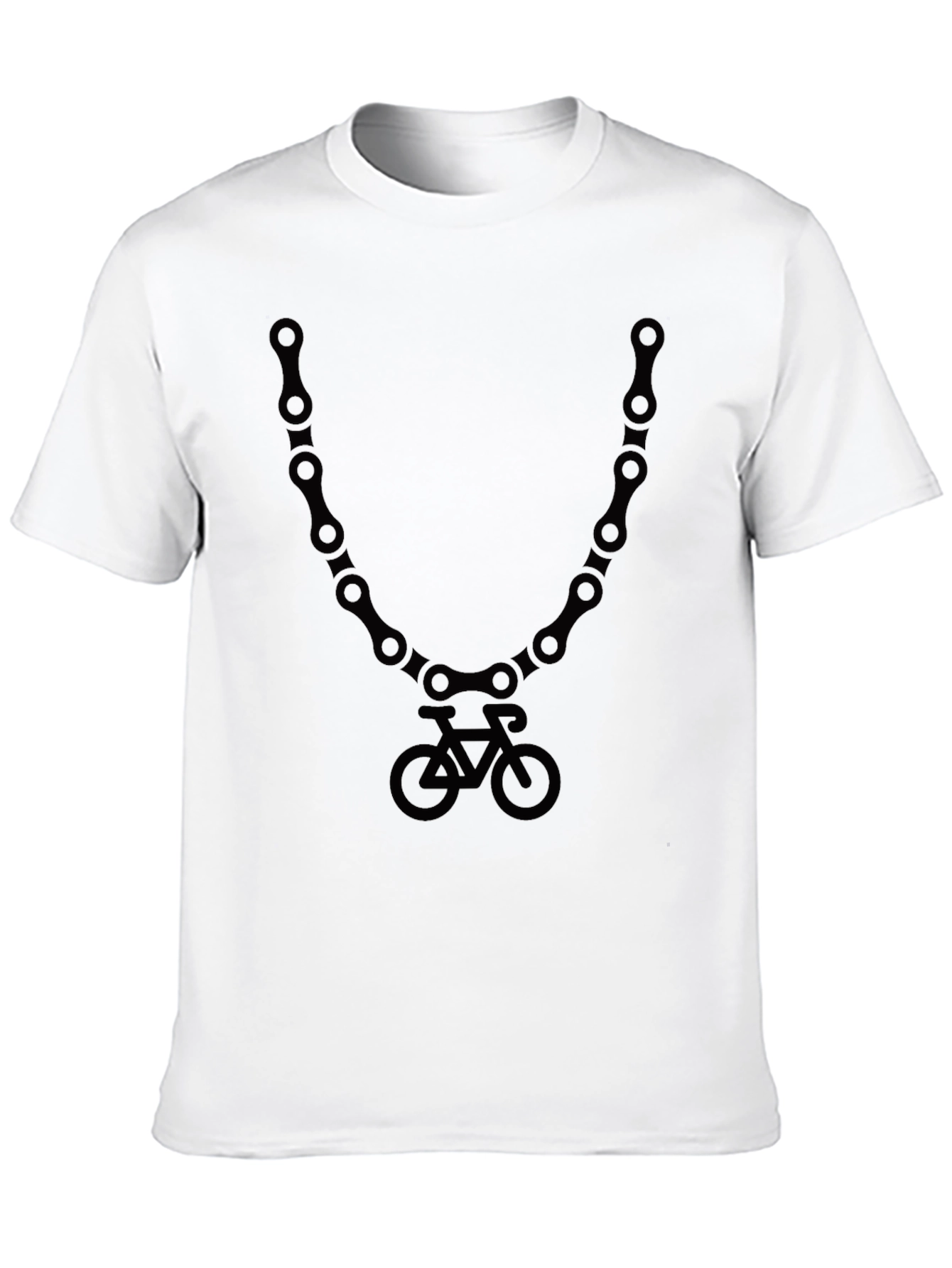 Camiseta Negra con Diseño de Cadena y Bicicleta