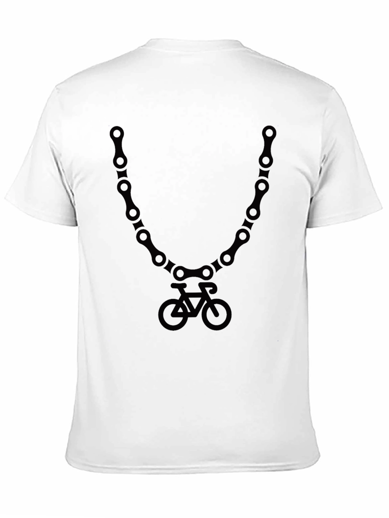 Camiseta Negra con Diseño de Cadena y Bicicleta