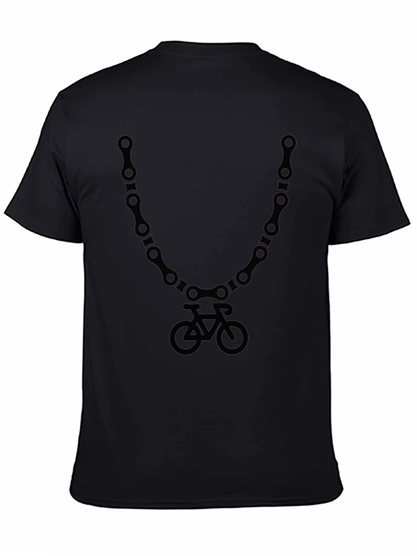 Camiseta Negra con Diseño de Cadena y Bicicleta