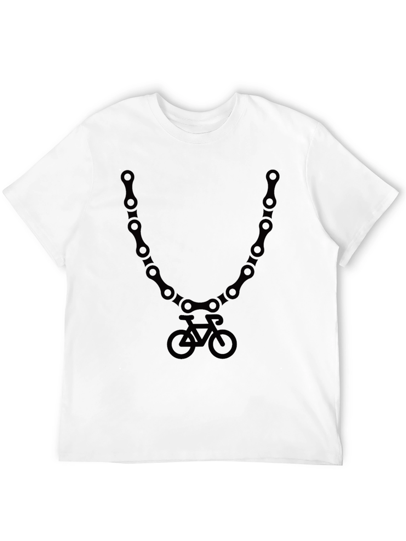 Camiseta Negra con Diseño de Cadena y Bicicleta